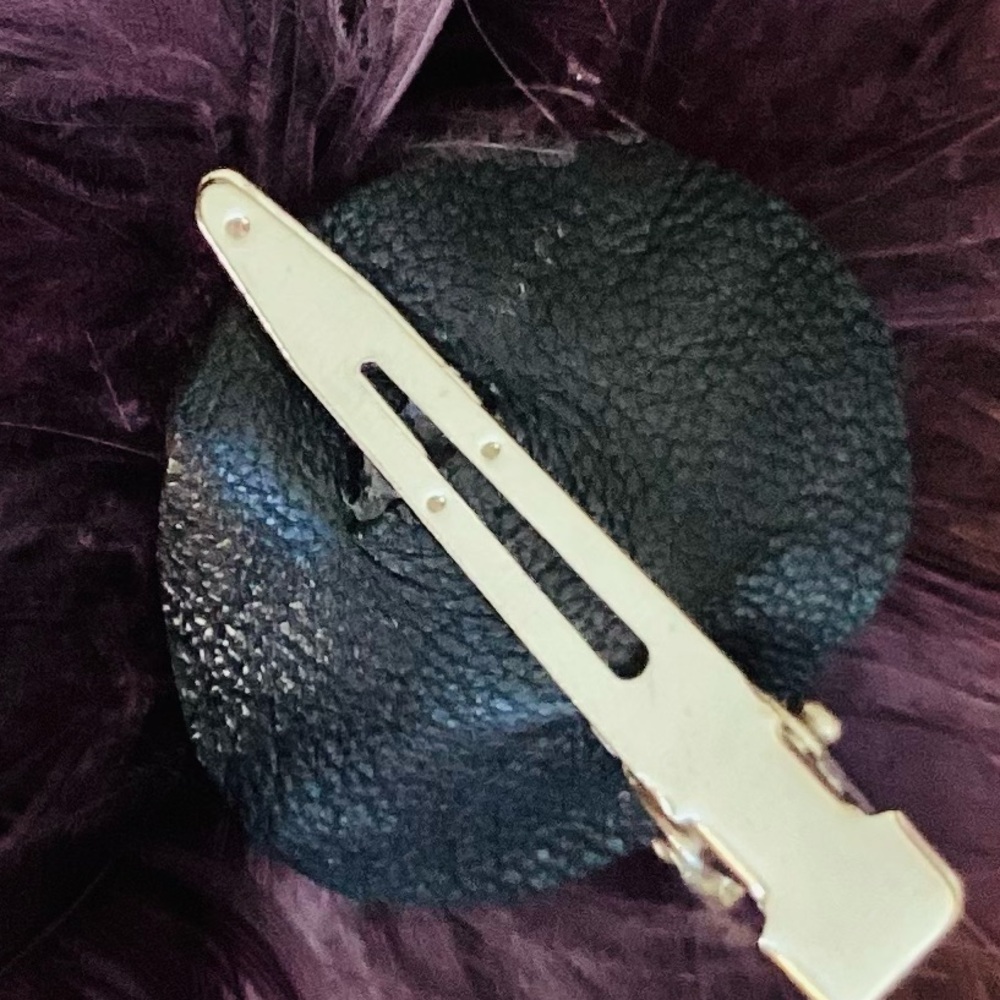 Aubergine dark Plum purple Feather Fascinator Hair Clip. Handmade in the USA. - Picture 4 of 6